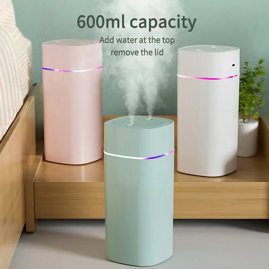 USB Air Humidifier 600ml Double Spray Cool Mist Aroma Diffuser for Home