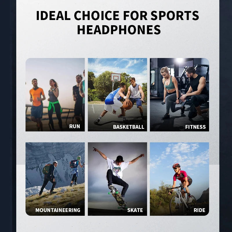 Bluetooth 5.3 Open-Ear Wireless Headphones Sport Ear Hook Waterproof