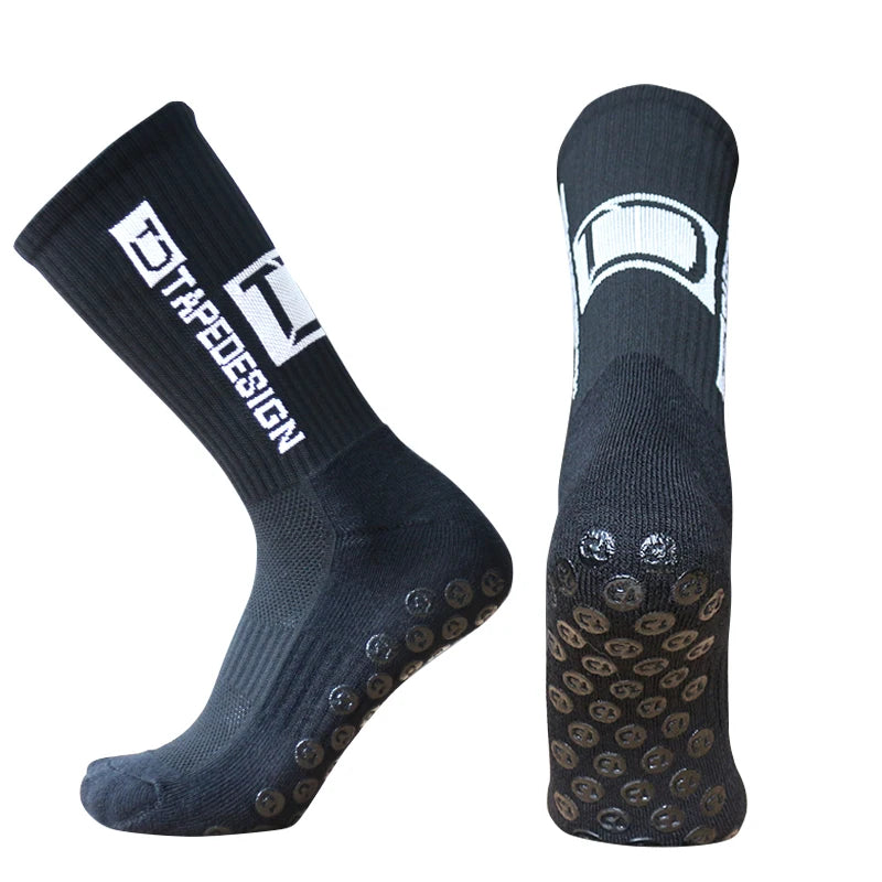 2 Pairs TapeDesign Football Socks Round Silicone Grip, Anti-Slip Sports Socks for Men & Women