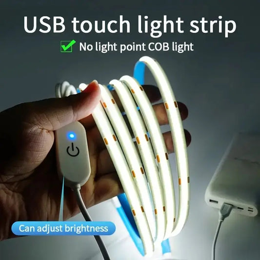 LED Light Strip 5V USB Touch Dimmer, Flexible Tape, Indoor Lamp for TV, Mirror, Wall Decor