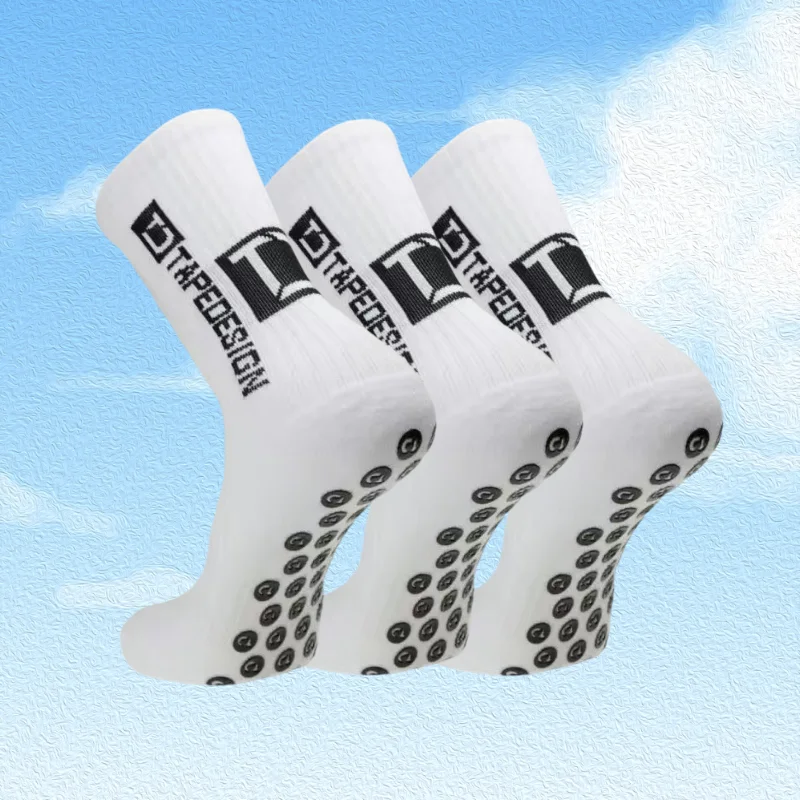 3 Pairs Non-Slip Breathable Soccer Socks Cushioned, Sweat-Wicking, Anti-Odor Grip Socks