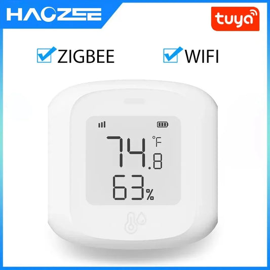 Smart WiFi/Zigbee Temperature Humidity Sensor LCD Display Works with Alexa