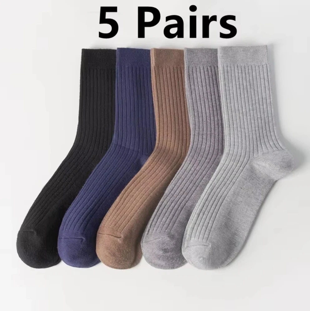 5 Pairs Men's Bamboo Socks Breathable Cotton Winter Business