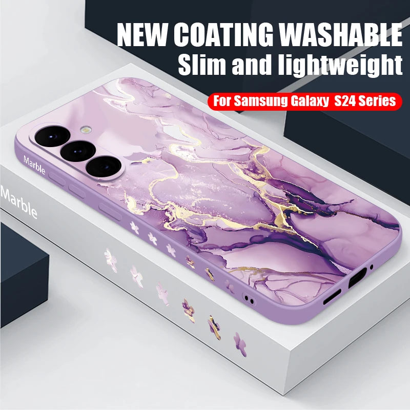 Colorful Marble Soft Case with Lanyard for Samsung Galaxy Phone Cover