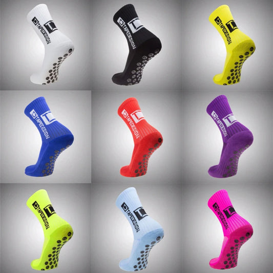 2 Pairs TapeDesign Football Socks Round Silicone Grip, Anti-Slip Sports Socks for Men & Women