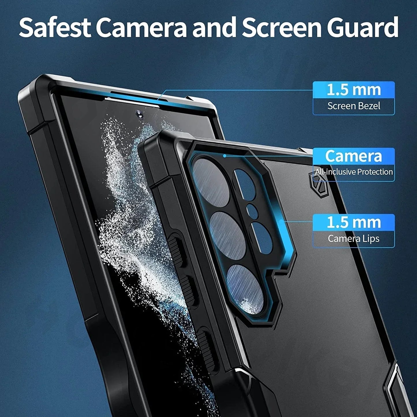 Samsung Galaxy S25 S24 S23 S22 Ultra Plus A55 A35 A16 A54 FE 4G 5G Full Heavy Rugged Ultra-thin Shockproof Kicksand Mobile Cover