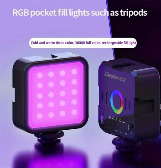 Mini RGB LED Fill Light Portable Adjustable Pocket Lamp for Live Photography