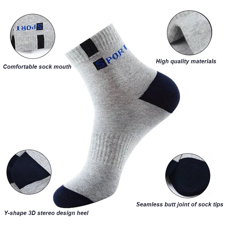 5 Pairs Men's Bamboo Fiber Socks Size 37-43 | Breathable, Deodorant, Autumn-Winter Business & Sports Socks"