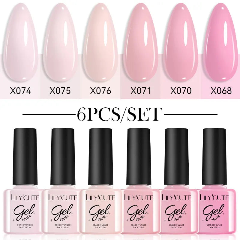 6Pcs 7ml Coffee Series Gel Nail Polish Set Soak Off UV LED Manicure Kit