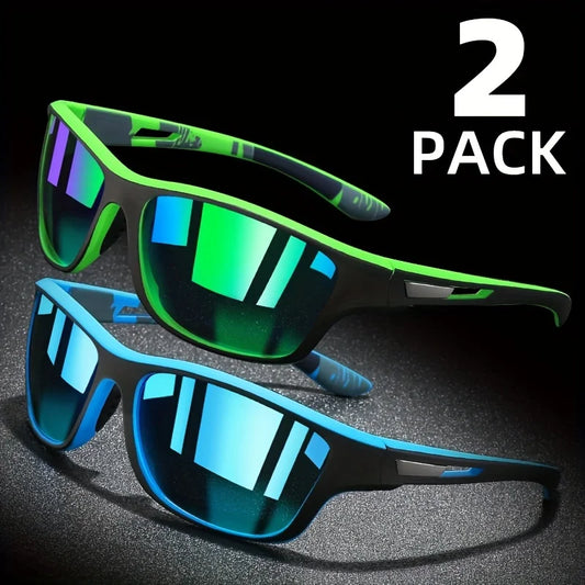 2 Pairs Polarized Wrap Sunglasses  Outdoor Sport & Driving Shades Unisex