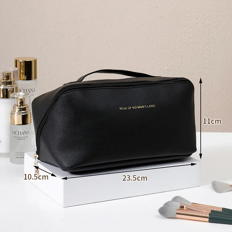 Large-Capacity Travel Cosmetic Bag Portable PU Makeup Pouch Women Waterproof Bathroom Wash Handbag Multi-functional Toiletry Kit