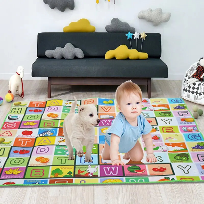 Baby Play Mat Foam Carpet | Large Double-Sided Crawling Mat | Waterproof Soft Kids Floor Rug | Educational Toddler Activity Gym