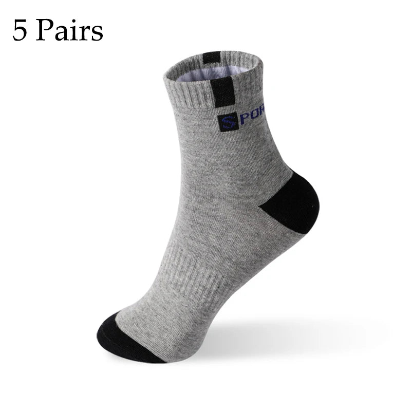 5 Pairs Men's Bamboo Fiber Socks Size 37-43 | Breathable, Deodorant, Autumn-Winter Business & Sports Socks"