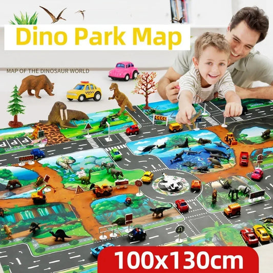 Baby Play Mat Traffic Road Map City Carpet Kids Car Parking Lot Game Rug