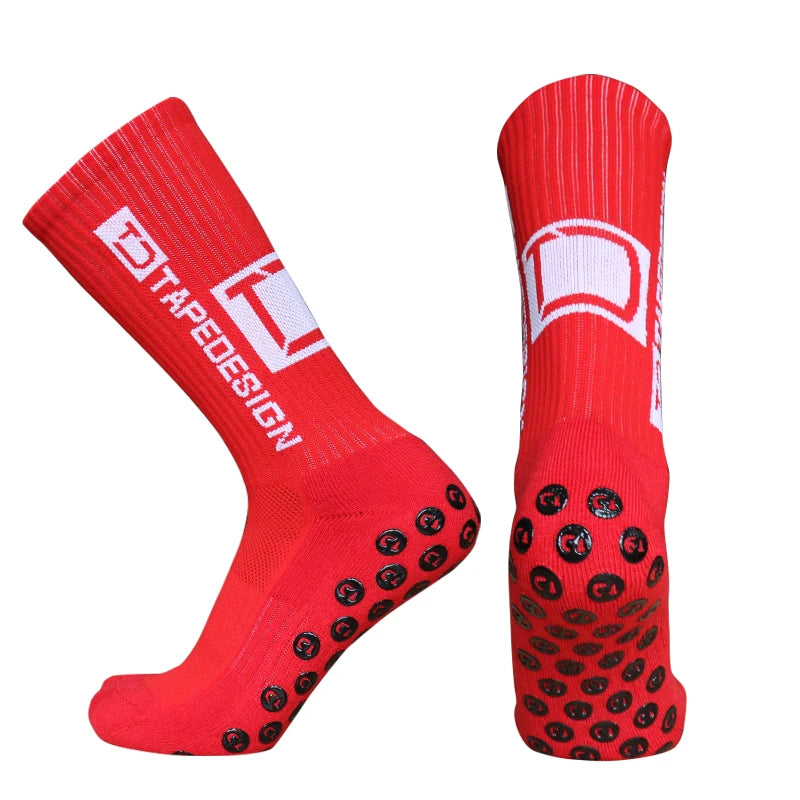 2 Pairs TapeDesign Football Socks Round Silicone Grip, Anti-Slip Sports Socks for Men & Women