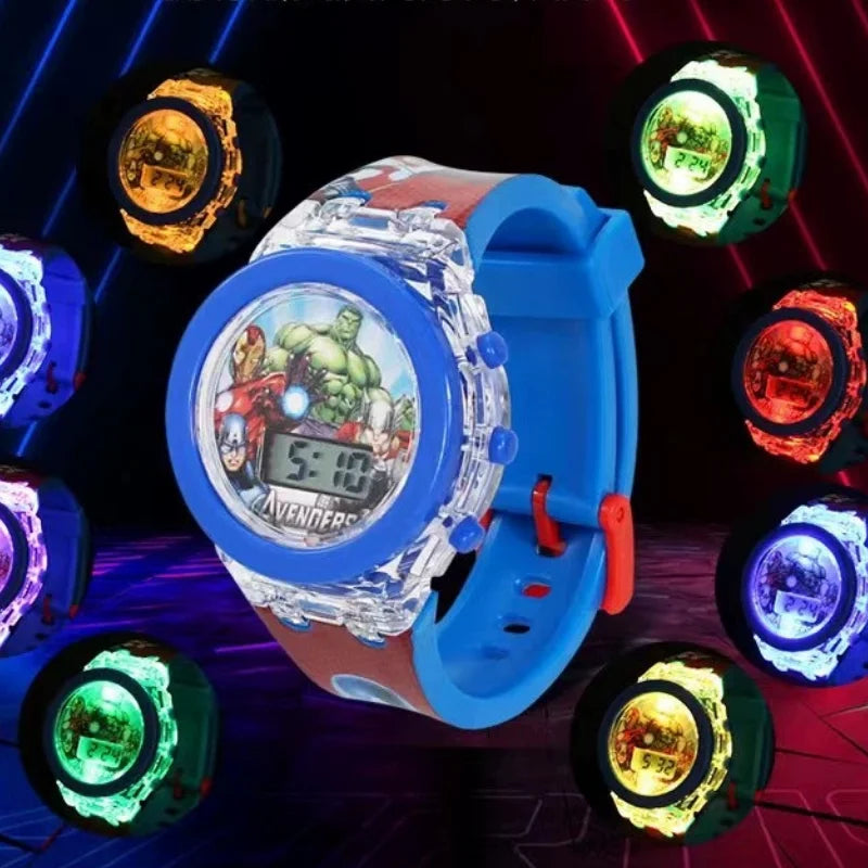 Kids Cartoon Watch LED Spiderman Shark Mickey Boys Girls Student Gift