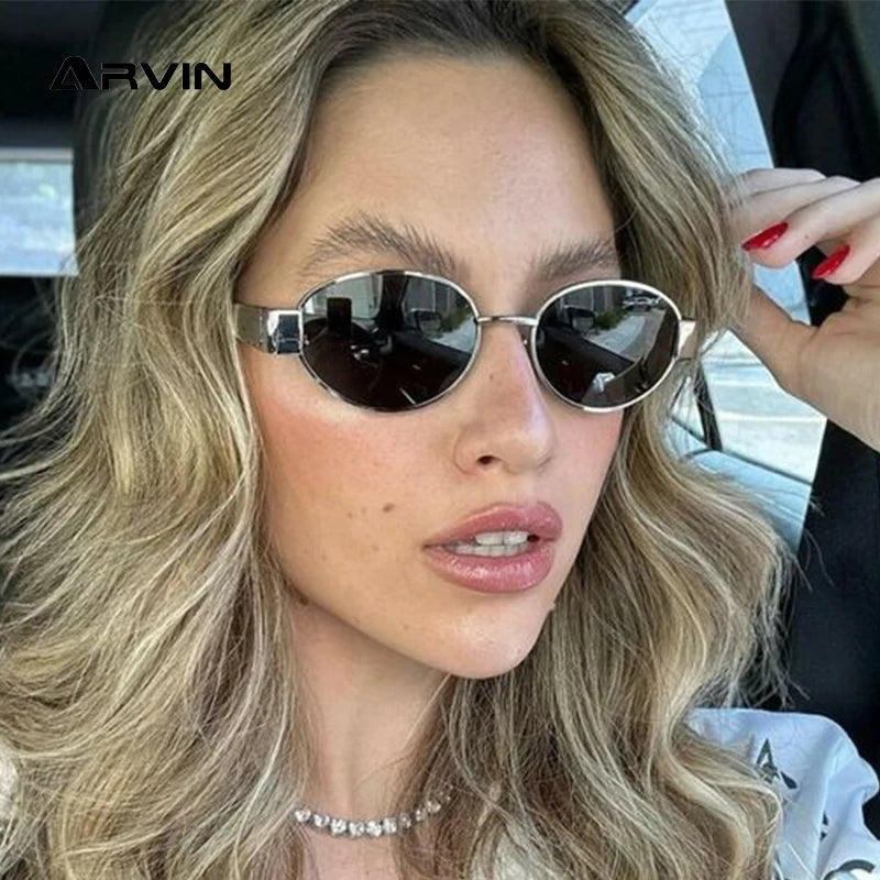 Retro Oval Sunglasses Women Men Metal Frame UV400 Luxury Classic Shades