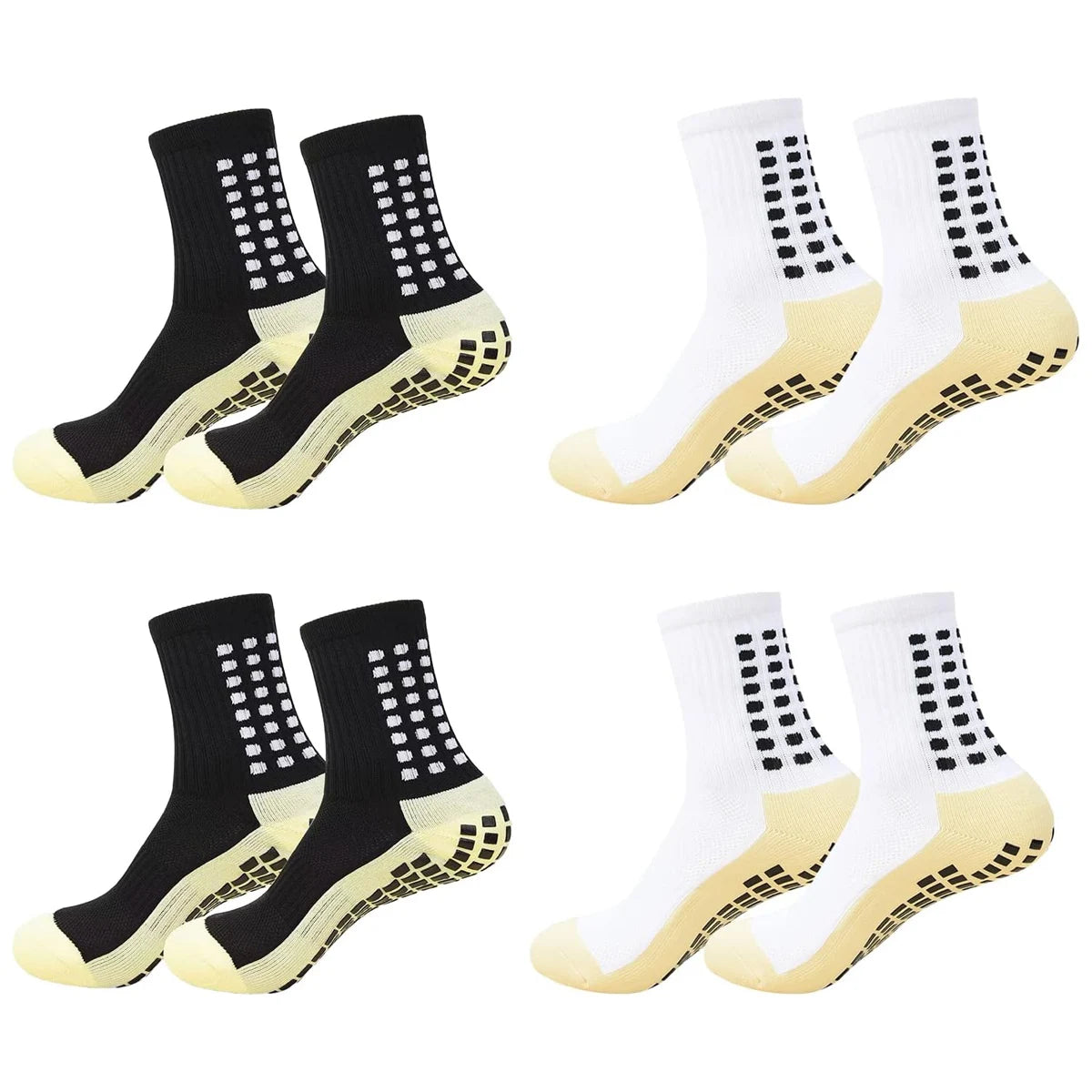 4 Pairs Anti-Slip Sports Socks – Grip Football, Basketball, Tennis, Cycling & Yoga Socks for Men & Women