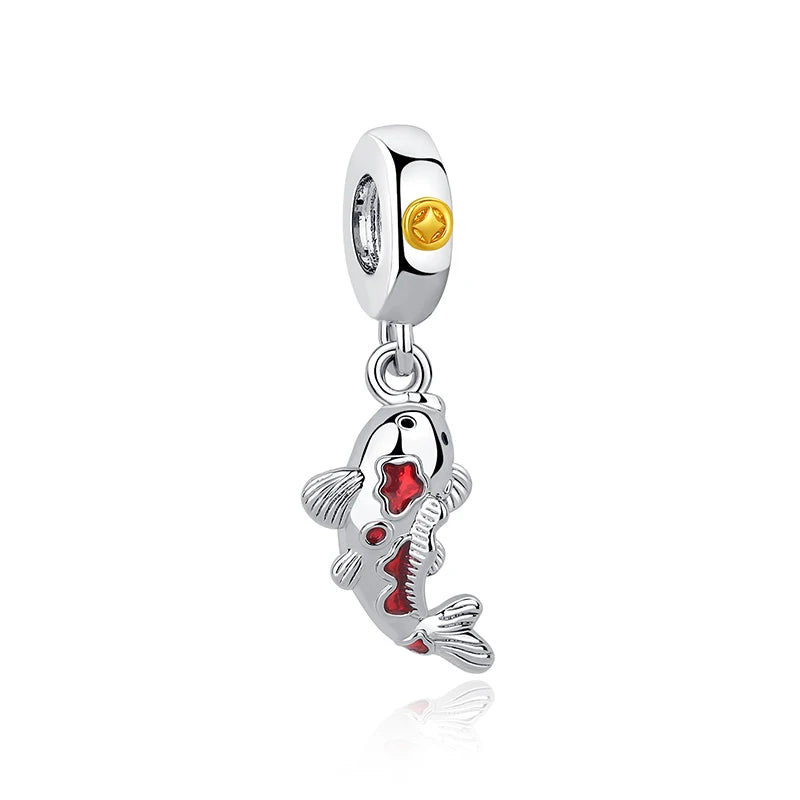 Silver Japanese Doll Fortune Cat Charm Bead for Bracelets