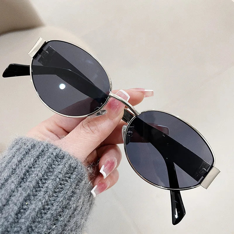 Retro Oval Sunglasses Women Men Metal Frame UV400 Luxury Classic Shades