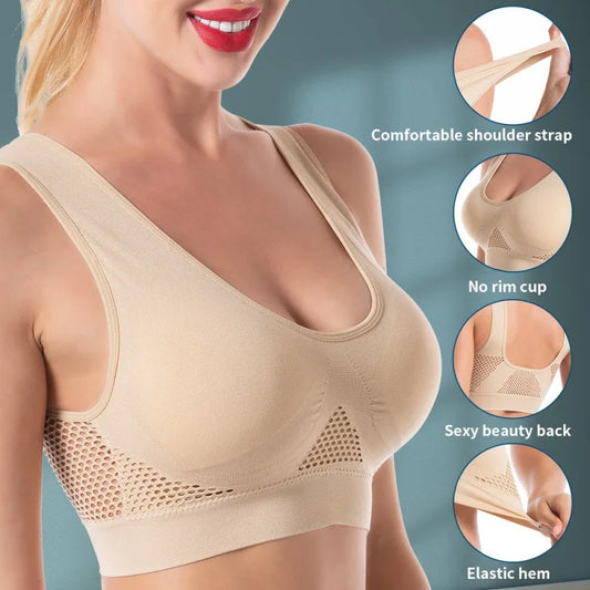 Women's Breathable Sports Bra Top  Shockproof Padded Gym & Yoga Vest