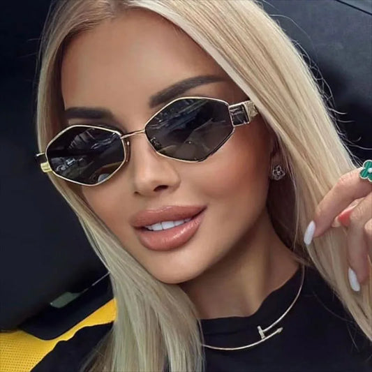 Hexagon Vintage Sunglasses– Small Frame UV400 Shades for Men & Women