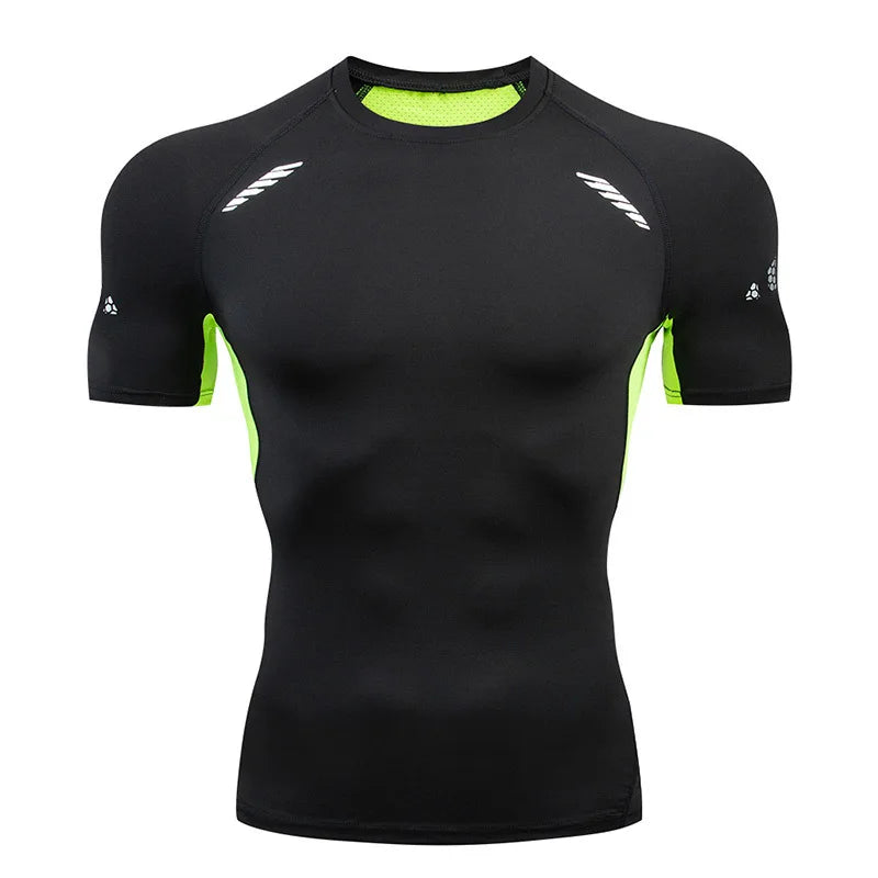 Men's Compression Rash Guard Quick-Dry Short Sleeve Gym, Running & Cycling T-Shirt, Workout Training Base Layer