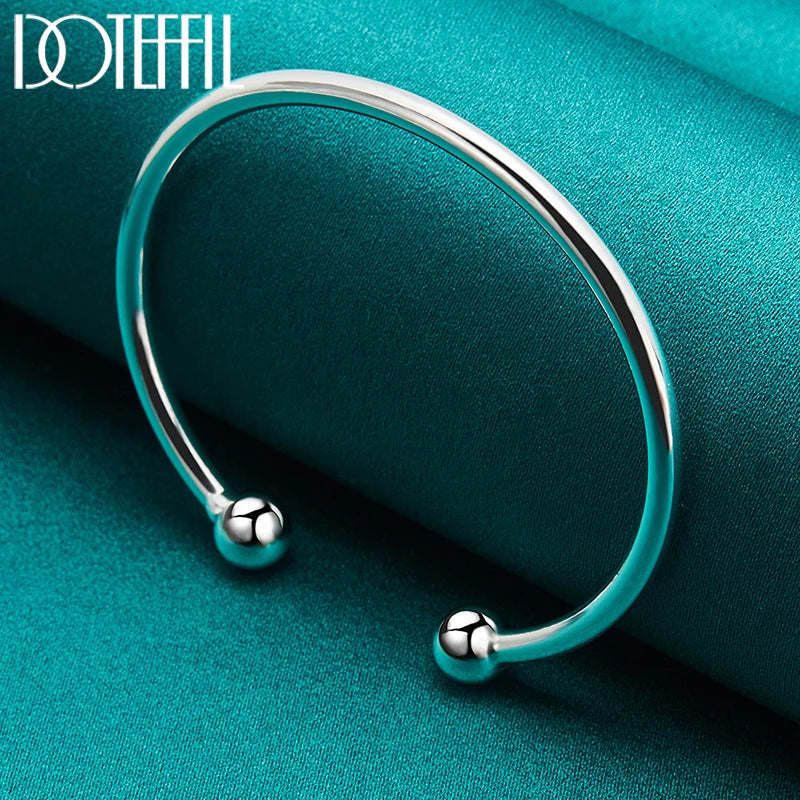 S925 Silver 4mm Smooth Bead Bracelet Bangle for Men & Women Gift