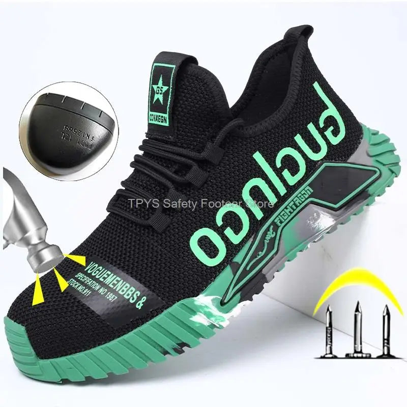 Men's Lightweight Steel Toe Safety Shoes – Breathable Anti-Puncture Boots