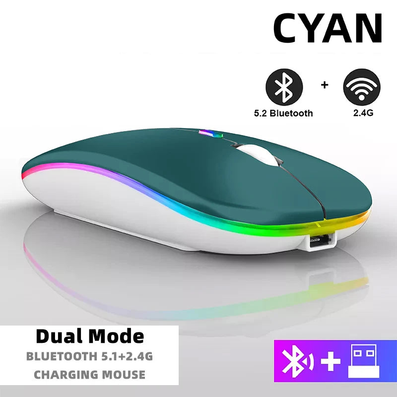 Bluetooth Wireless RGB Mouse Rechargeable for iPad PC Laptop Tablet Phone