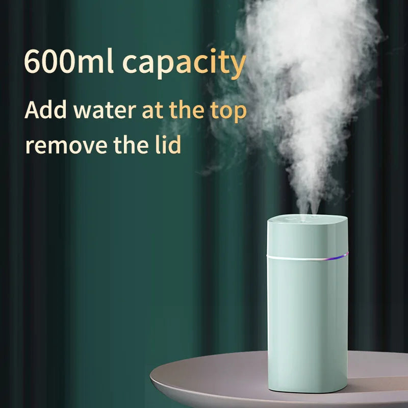 USB Air Humidifier 600ml Double Spray Cool Mist Aroma Diffuser for Home