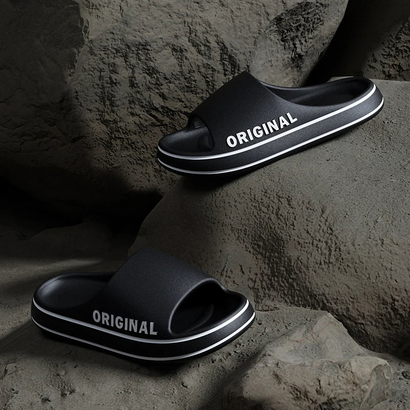 Unisex Letter Slides Slippers Thick Sole Anti-Slip Sandals for Summer