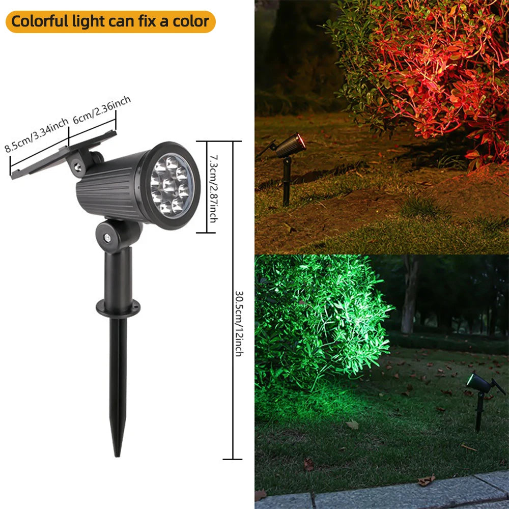 9 LED Solar Spotlights RGB Outdoor Landscape Lights, Adjustable Brightness, IP65 Waterproof Garden & Yard Decor