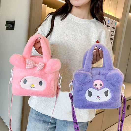 Plush Cartoon Crossbody Bag Kuromi Cinnamoroll Melody for Girls