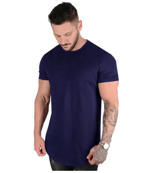 Men's Muscle Fit Gym T-Shirt  Summer Short Sleeve Workout Top, Cotton Athleisure Sports Tee