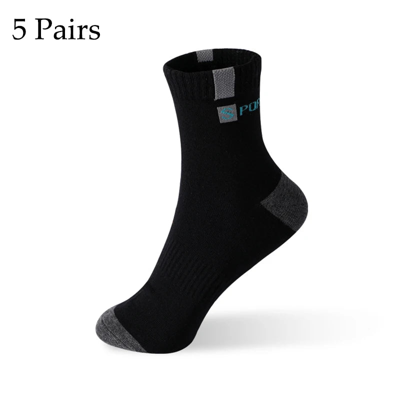 5 Pairs Men's Bamboo Fiber Socks Size 37-43 | Breathable, Deodorant, Autumn-Winter Business & Sports Socks"