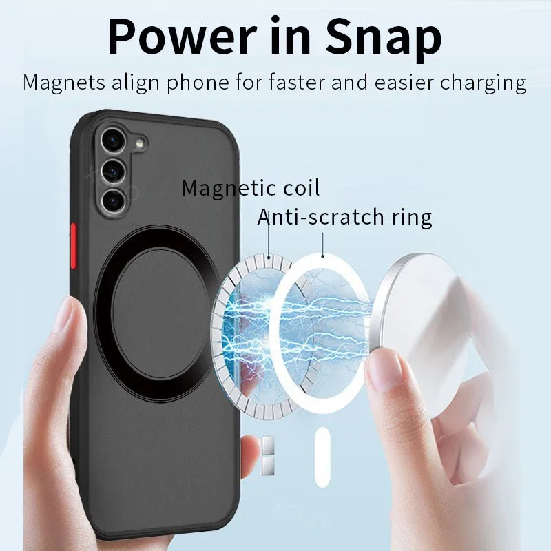 Matte Magnetic For Samsung Galaxy S25 S24 S23 S22 S21 S20 Ultra Plus FE A54 A53 A13 Note 20 10 5G Case Wireless Charge Cover