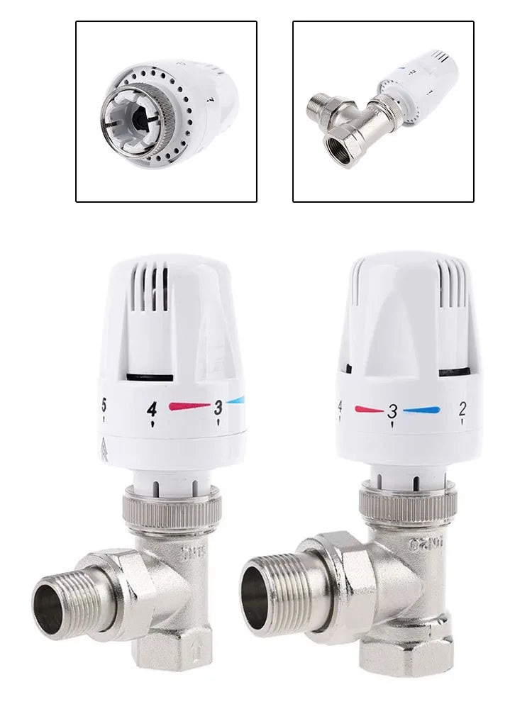 Automatic Thermostatic Radiator Valve G1/2 G3/4 Angle Valve for Heating