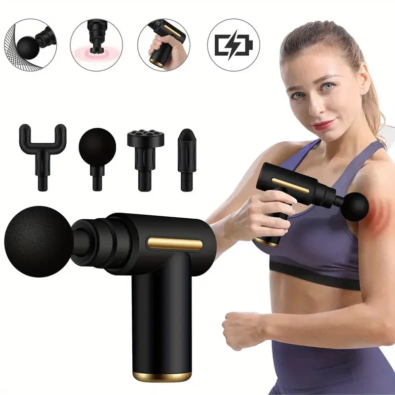 Mini Massage Gun Deep Tissue Percussion Massager for Neck, Back, Muscle Pain Relief, USB Rechargeable