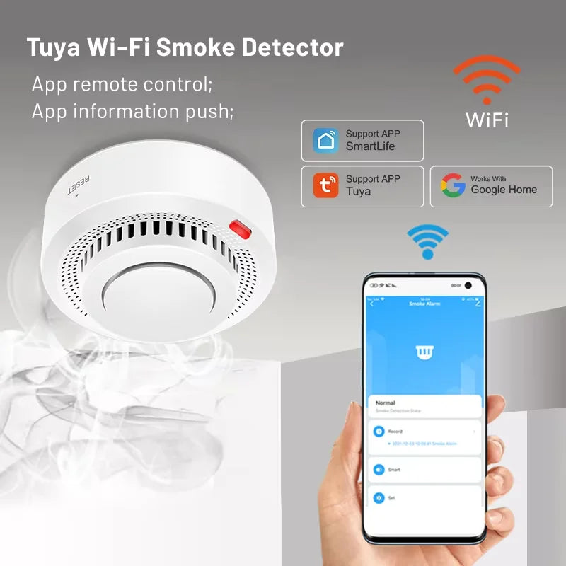 WiFi Smart Smoke Detector 85dB Fire Alarm Sensor with APP Control