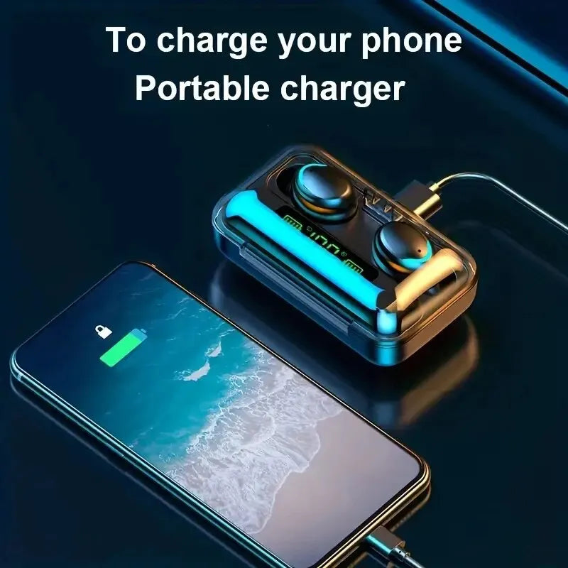 Wireless Bluetooth Headphones Waterproof Earbuds Earphones Digital Display Heaset Large Capacity Charging Case