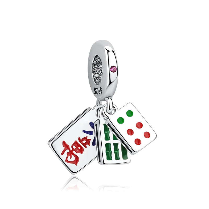 Silver Japanese Doll Fortune Cat Charm Bead for Bracelets