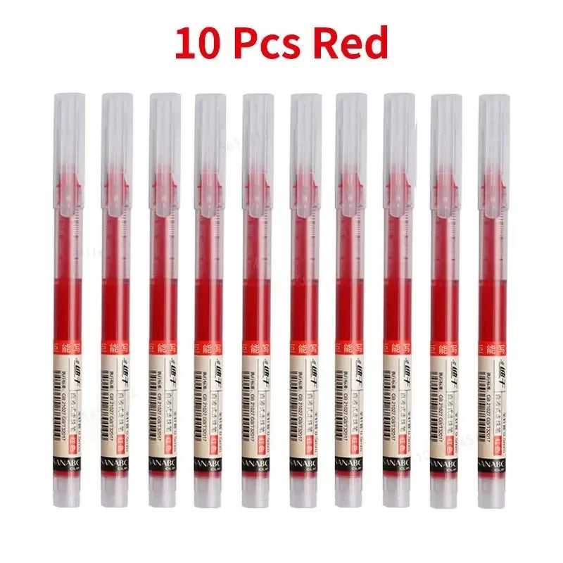 10PCS Needle Tip Gel Pens Liquid Ink Ballpoint for School Office Writing