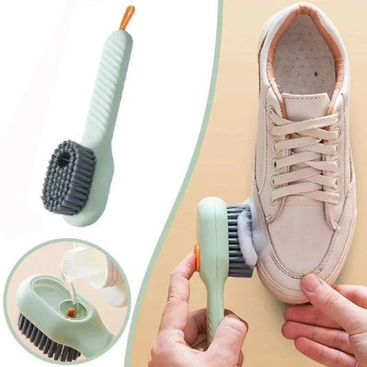 Long Handle Shoe Cleaning Brush – Soft Bristles with Soap Dispenser & Hook