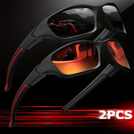 2PCS Polarized Sports Sunglasses  Outdoor Wrap Shades for Men & Women