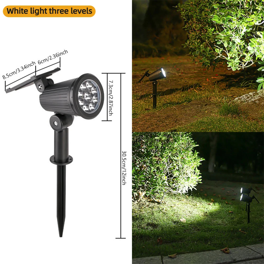 9 LED Solar Spotlights RGB Outdoor Landscape Lights, Adjustable Brightness, IP65 Waterproof Garden & Yard Decor