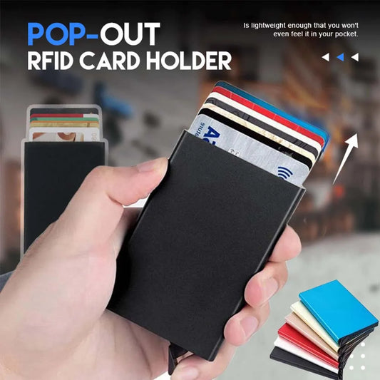 Slim Metal Card Holder Wallet Pop-Up Minimalist Wallet for Men/Women