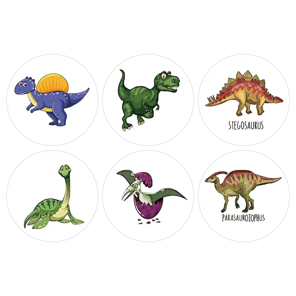 100-500PCS 1 Round Dinosaur Stickers Kids Teacher Reward Incentive Roll