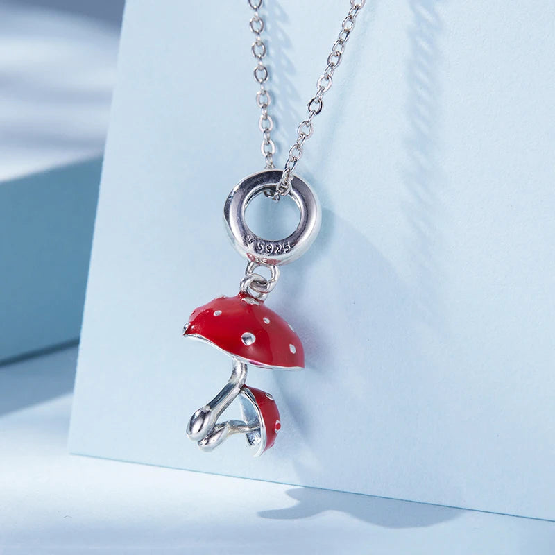 925 Silver Koi Fish & Red Mushroom Charm Bead for Bracelets & Necklaces