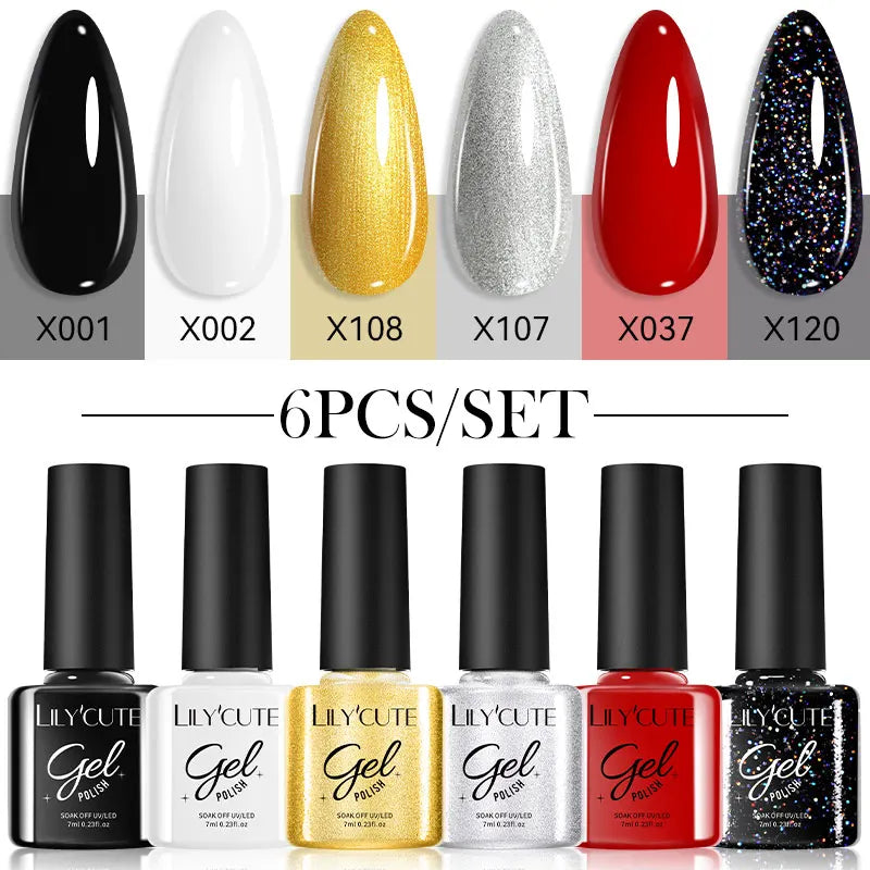 6Pcs 7ml Coffee Series Gel Nail Polish Set Soak Off UV LED Manicure Kit